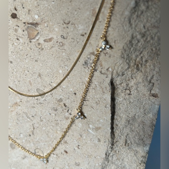 Edelweiss Sterling Silver or 14k Gold-Plated Necklace with CZ flower clusters - Picture 6 of 13